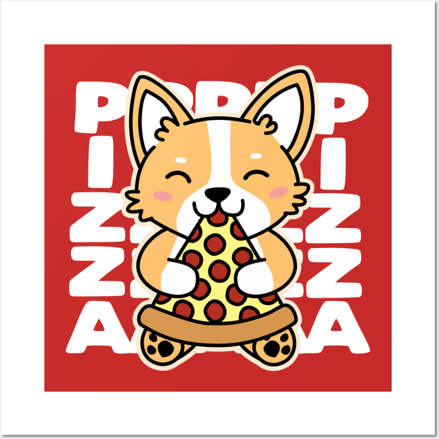 Corgi Eating Pizza Wall Art by DetourShirts